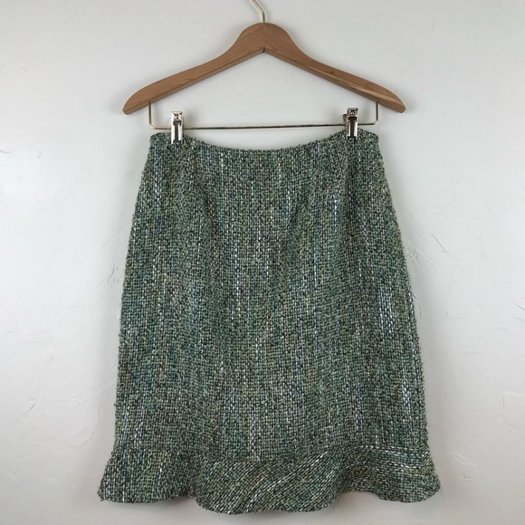 INC Mermaid Green Tweed Ruffle Skirt 6 - Picture 7 of 7